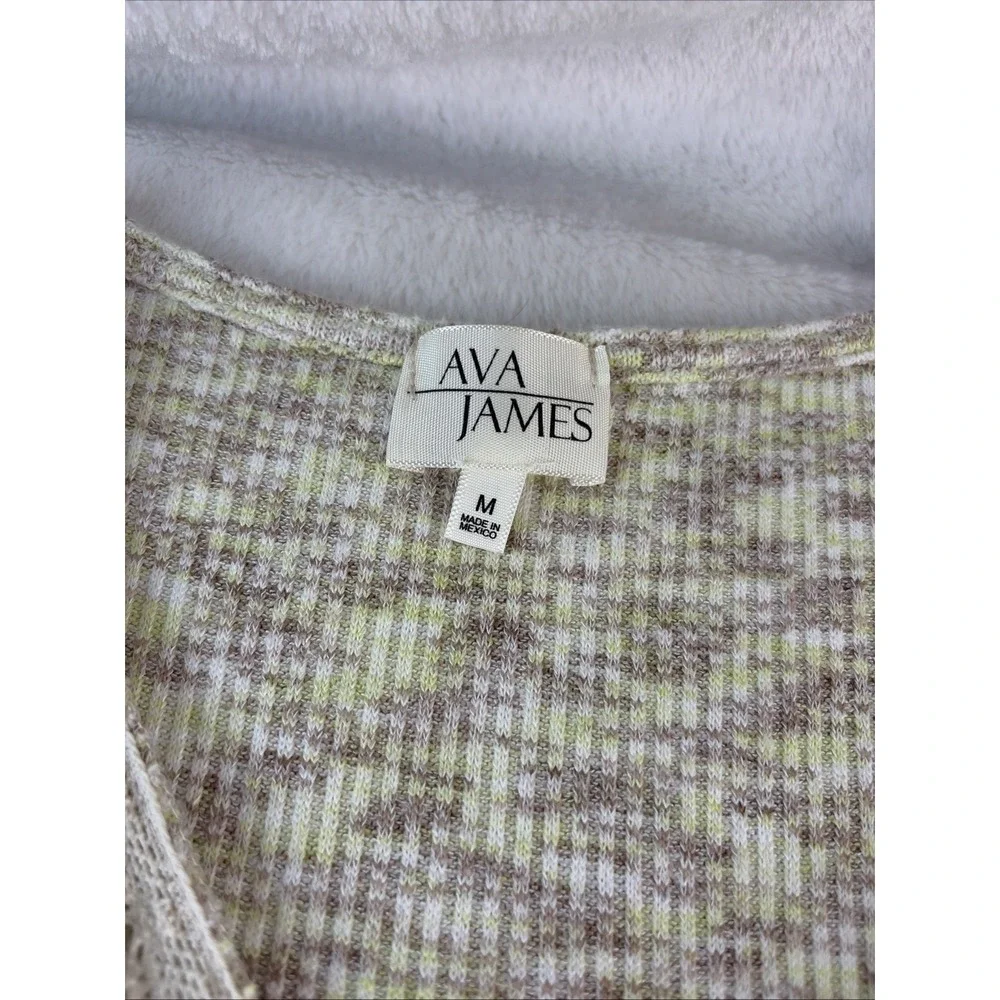 Ava James Variegated Knit Sweater Vest Sleeveless Top Lace Trim Med Soft Girl